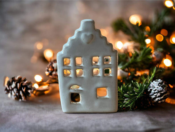 Ceramic T-Light House with Heart