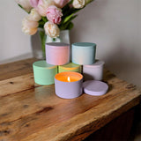 Coloured Candle Tin