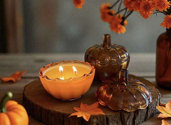 Amber Coloured Pumpkin Candle